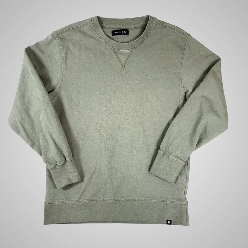 Piombo Italy Mens‎ Sage Green Cotton Knit Crewneck Sweatshirt Size Small EU